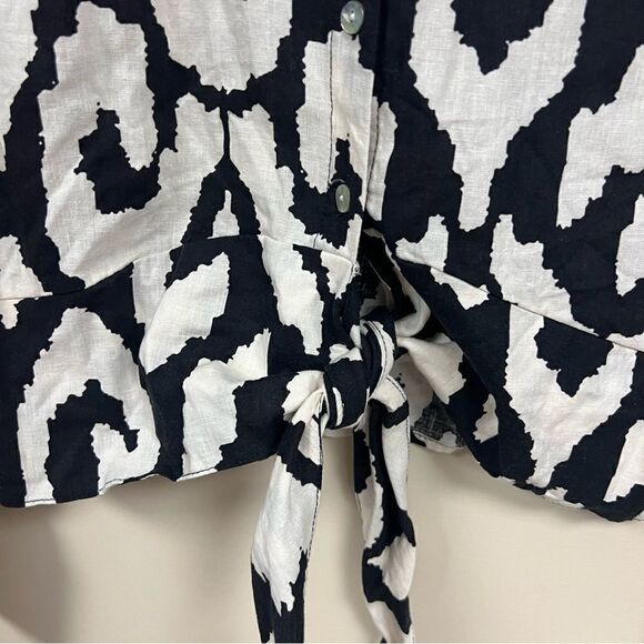 Rachel Zoe linen long sleeve blend tie front Sz M - Picture 5 of 7